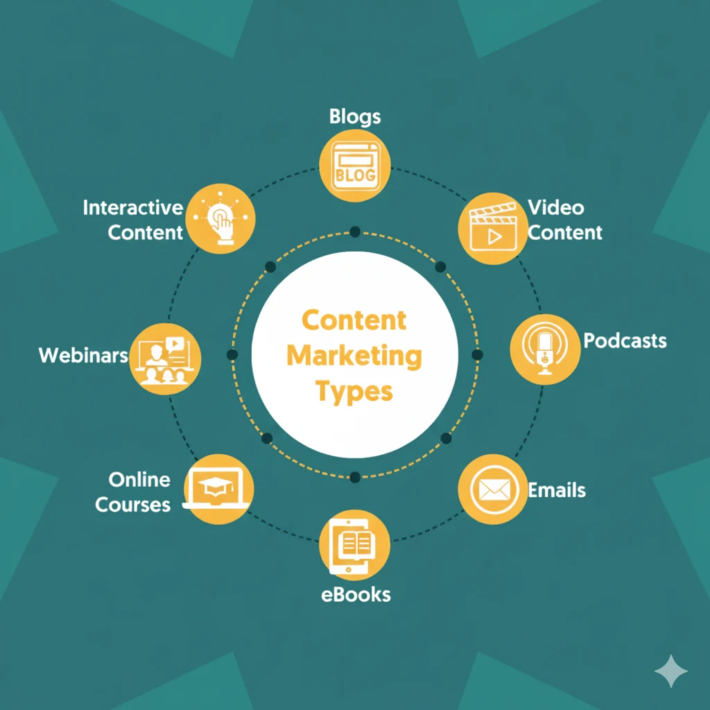 Types of content marketing services in Salem including blogs, videos, and social media content