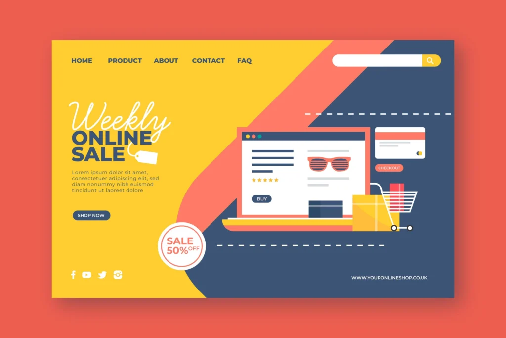 E-commerce website displaying online products and shopping cart