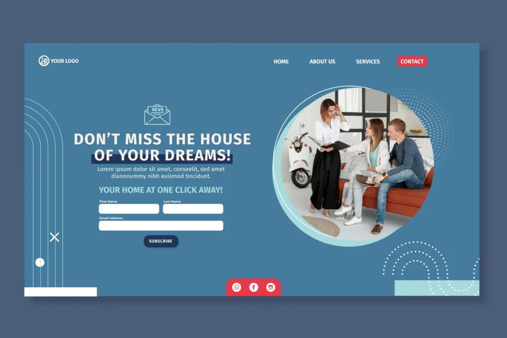 Static website layout displayed on a laptop screen