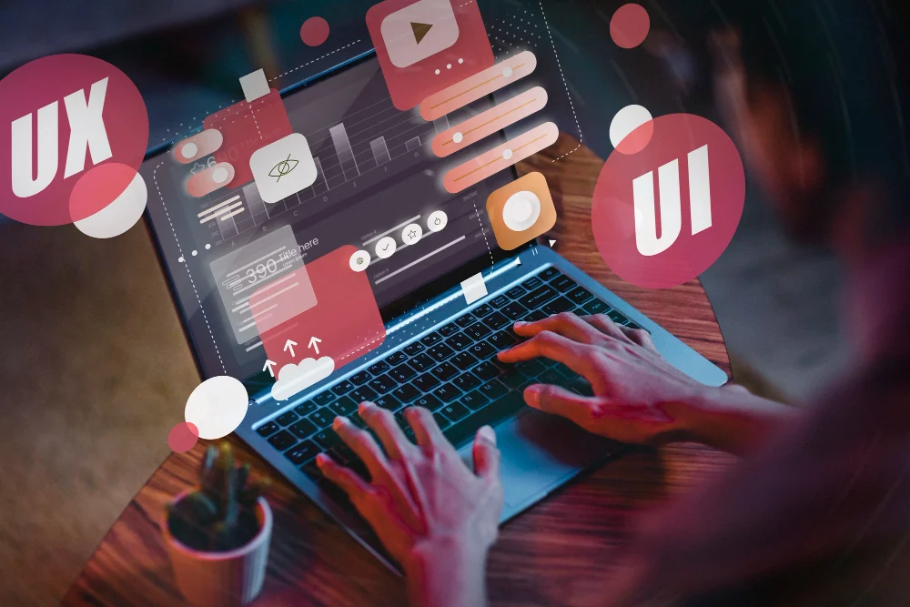 UI/UX designing interface shown on digital screen